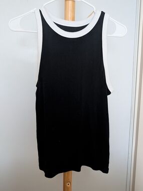 a new day Black Tank Top with White Trim